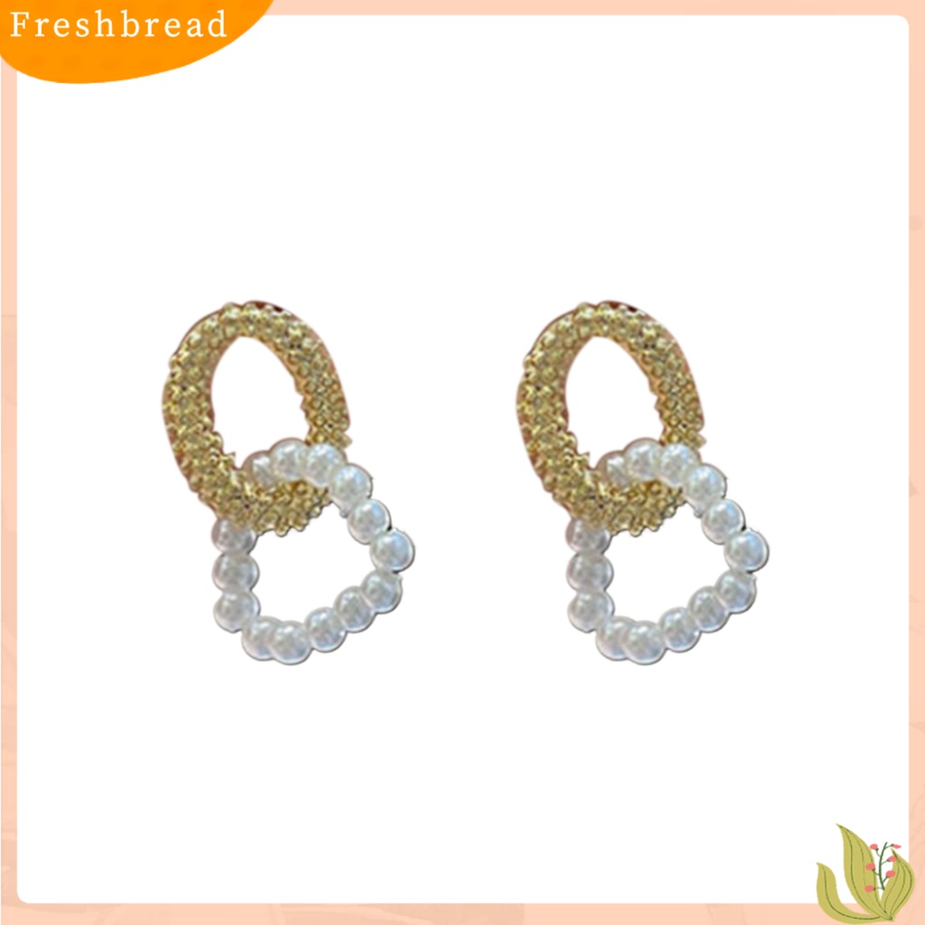 &lt; Freshbread &gt; 1pasang Wanita Anting Bunga Mutiara Imitasi Perhiasan Vintage Bow-knot Stud Earrings Perhiasan Hadiah