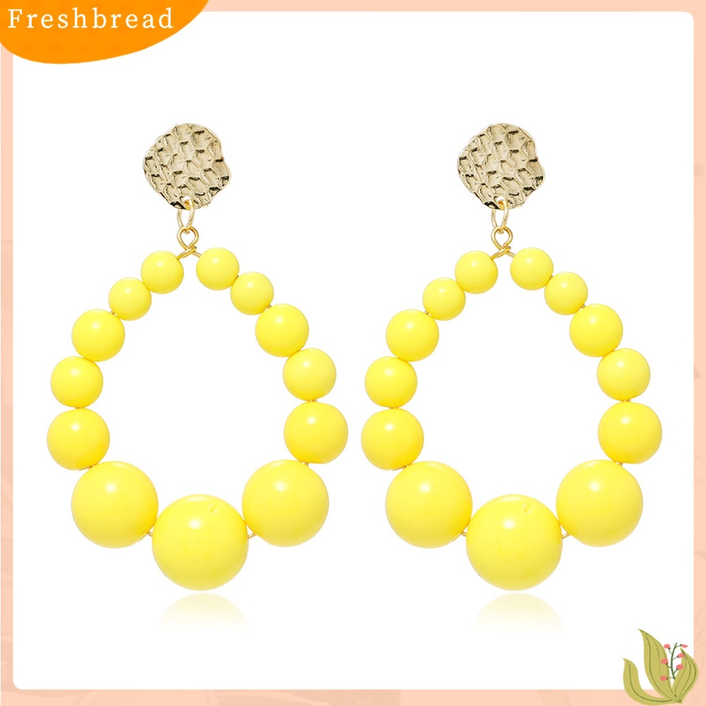 &lt; Freshbread &gt; 1pasang Anting Pejantan Bola Warna Vibrant Tekstur Berlebihan Full Color Daily Wear Manik-Manik Plastik Wanita Stud Earrings Pakaian Sehari-Hari