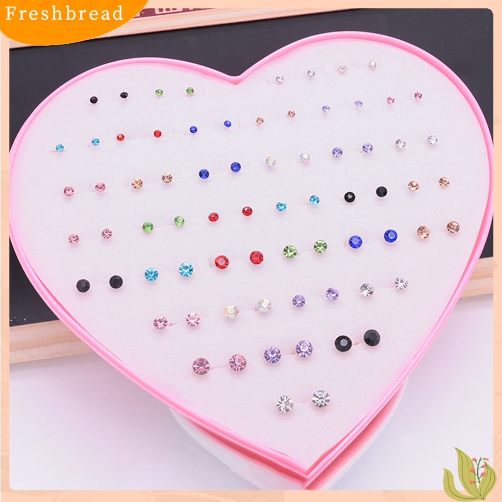 &lt; Freshbread &gt; 36pasang Wanita Ear Studs Set Shining Multiwarna Kartun Ringan Tidak Bahaya Hias Stainless Bentuk Berbeda Stud Earrings Set Hadiah