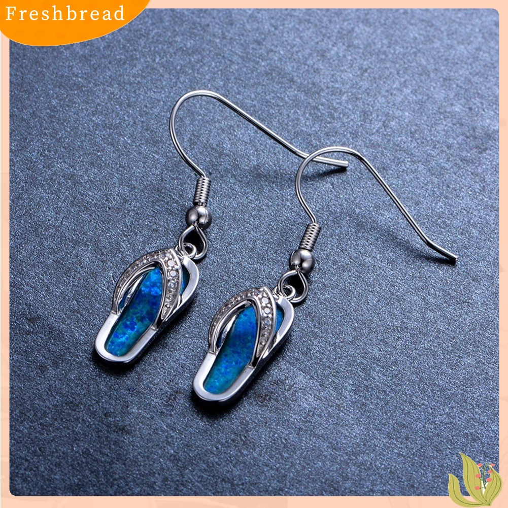 < Freshbread > Musim Panas Pantai Wanita Berlian Imitasi Sandal Jepit Liontin Kait Anting Perhiasan Hadiah