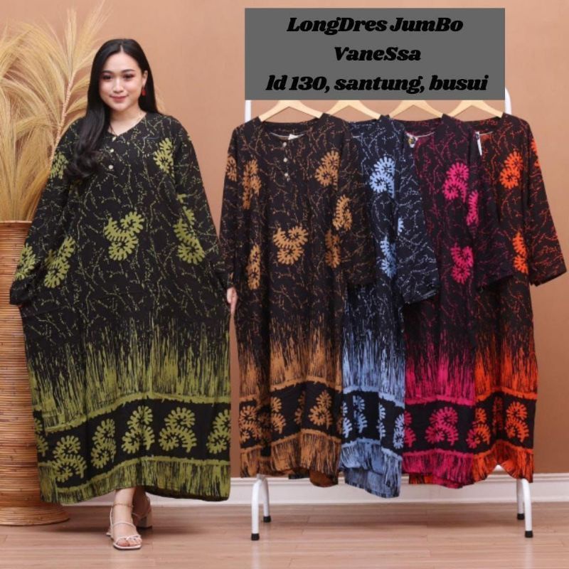 Longdres jumbo shanika pakaian wanita kekinian grosir baju murah wanita batik modern  wanita