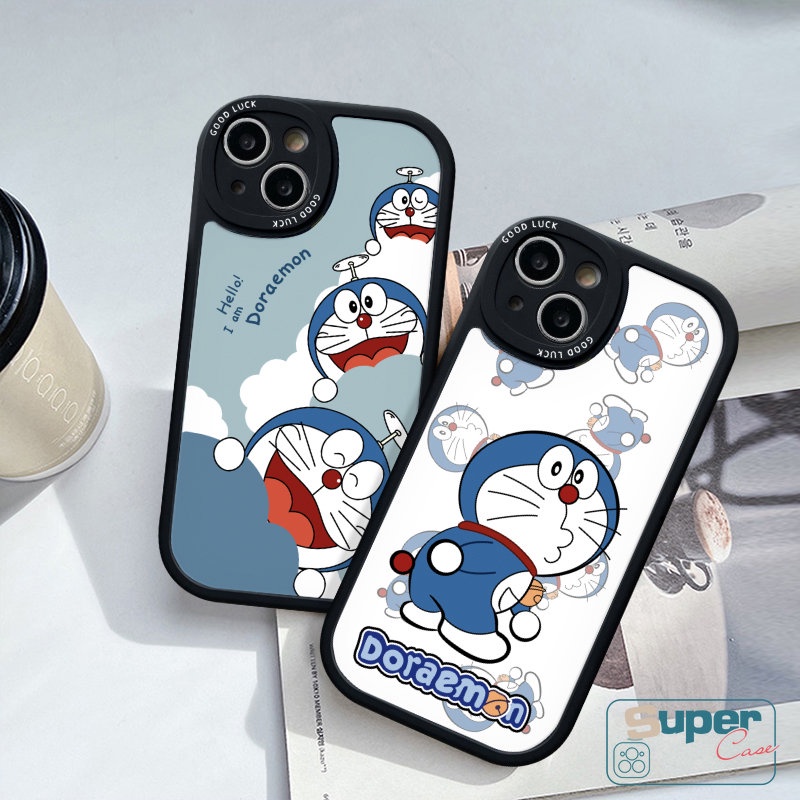 Case Kartun Doraemon Oppo A16 A78 A58 A55 A17 A3S A54 A77s A7 A12 A76 A16K A17K A9 A5 A16E A1K A57 A15 A53 A5s A96 A74 A95 A92 Reno 8T 5 7Z 5F A31 Lensa Oval Kucing Lucu Sarung Soft Cover