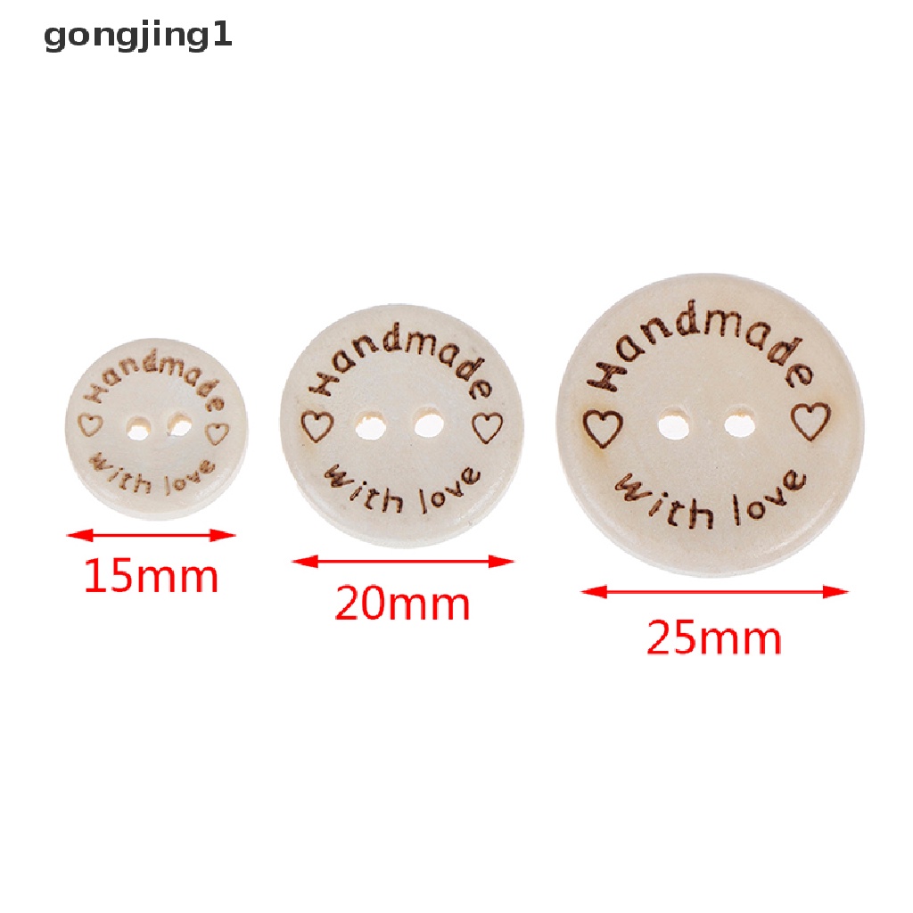 Ggg 50pcs Handmade Dengan Kancing Bulat Love Dengan 2lubang 3ukuran -15/20/25mm ID