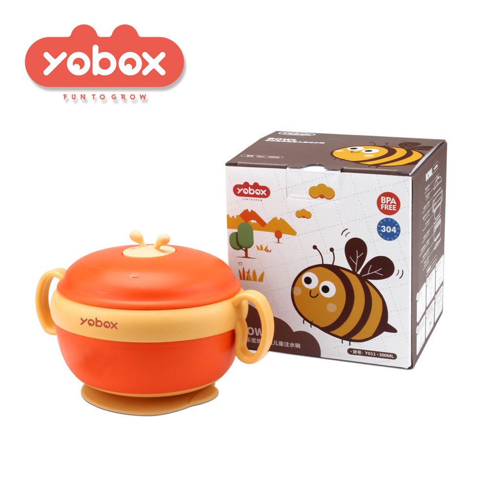 [UNIK88] YOBOX Mangkok bayi dengan pegangan model BEE Y0011 YOOYEE Little Bee Baby Bowl with Handle