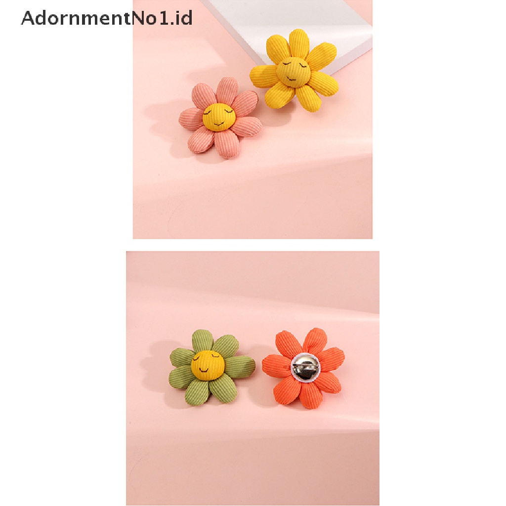 [AdornmentNo1] Katun Puffy Sunflower Smiley Face Bros Untuk Wanita Fashion Tanaman Kerah Pin Lencana Bros Pakaian Tas Aksesoris Perhiasan [ID]