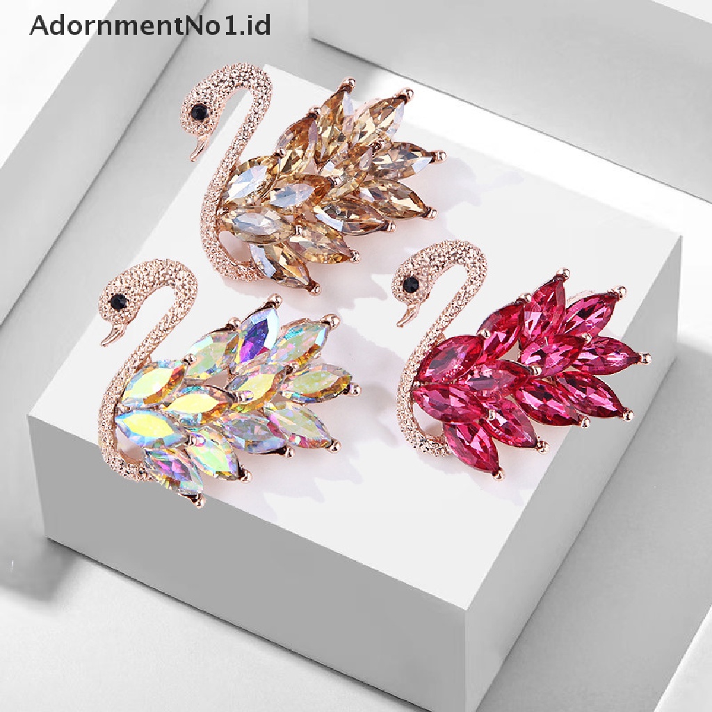 [AdornmentNo1] 1pc Alloy Crystal Swan Bros Kristal Hewan Bros Jas Kerah Pin Hias [ID]