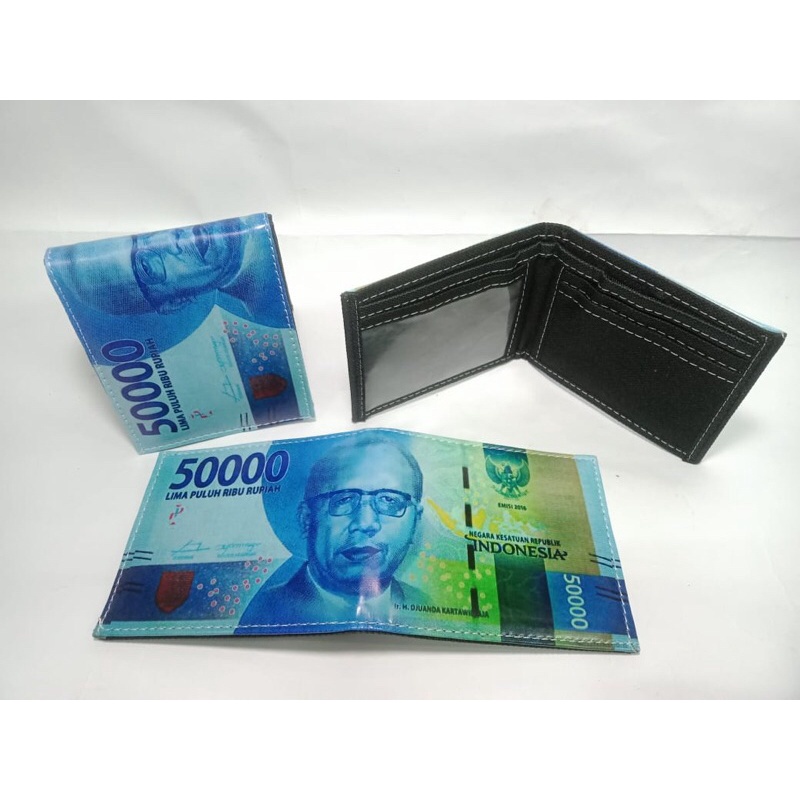 Dompet pria gambar uang / dompet uang mainan bahan kulit