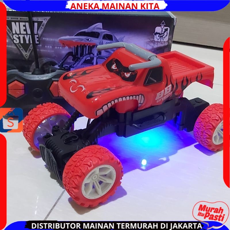 Mainan Anak Mobil RC Rock Crawler Shark Monster Remote Control Hiu