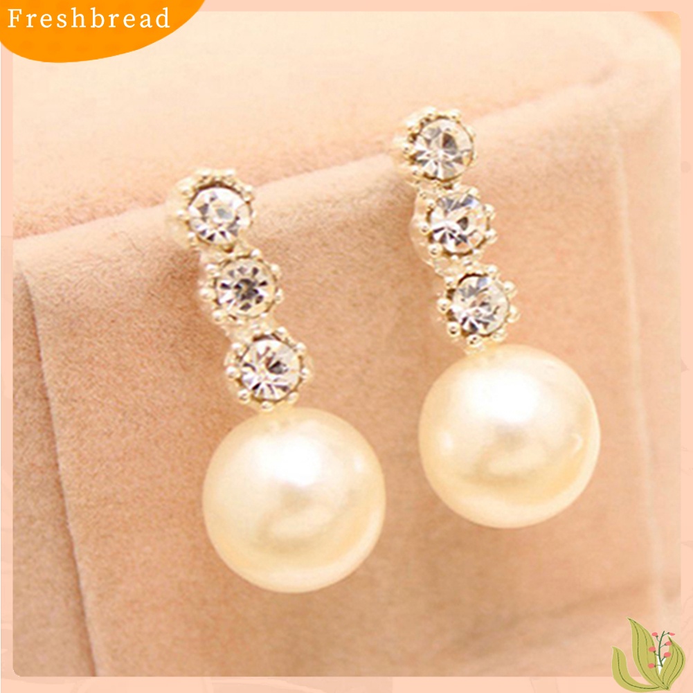 {In Stock} Anting Mutiara Imitasi Wanita Putih Berlian Imitasi Eardrop Ear Studs Perhiasan Pengantin Wanita