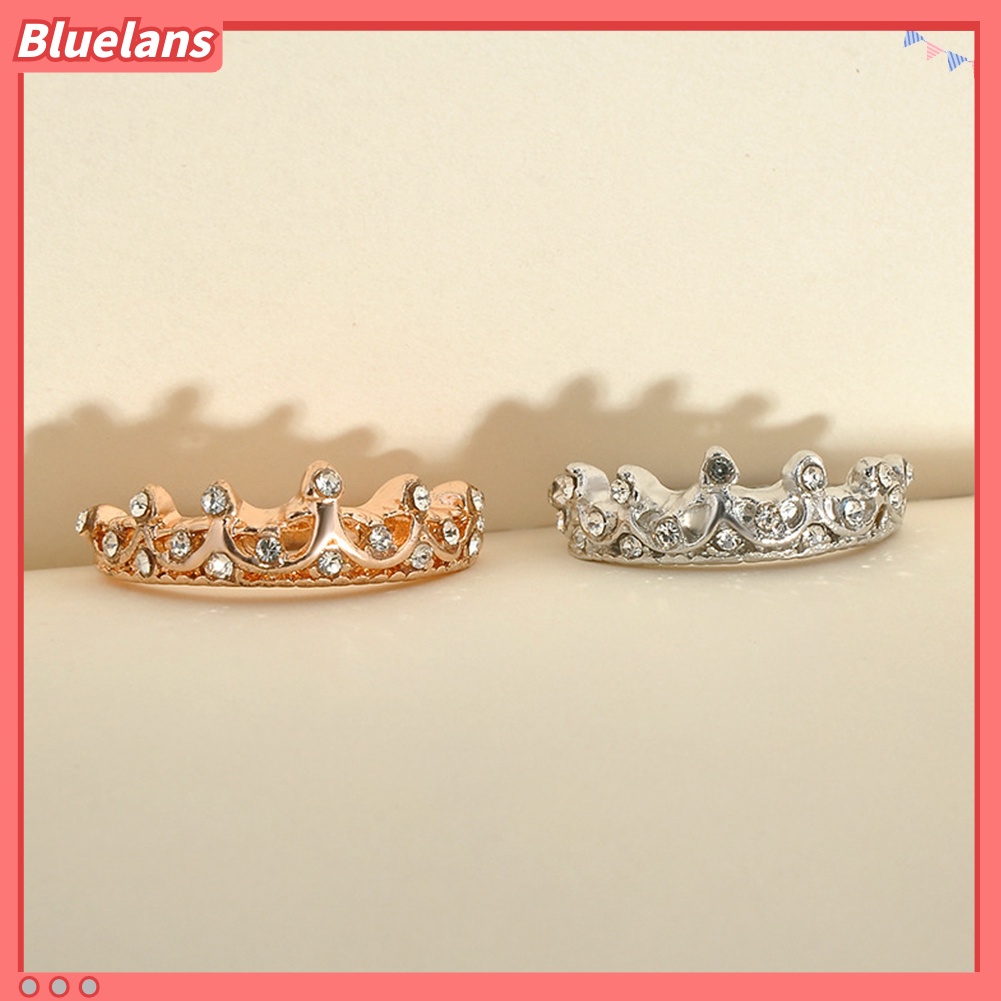 {In Stock} Wanita Fashion Berlian Imitasi Bertatahkan Hollow Mahkota Jari Cincin Hadiah Perhiasan Pernikahan