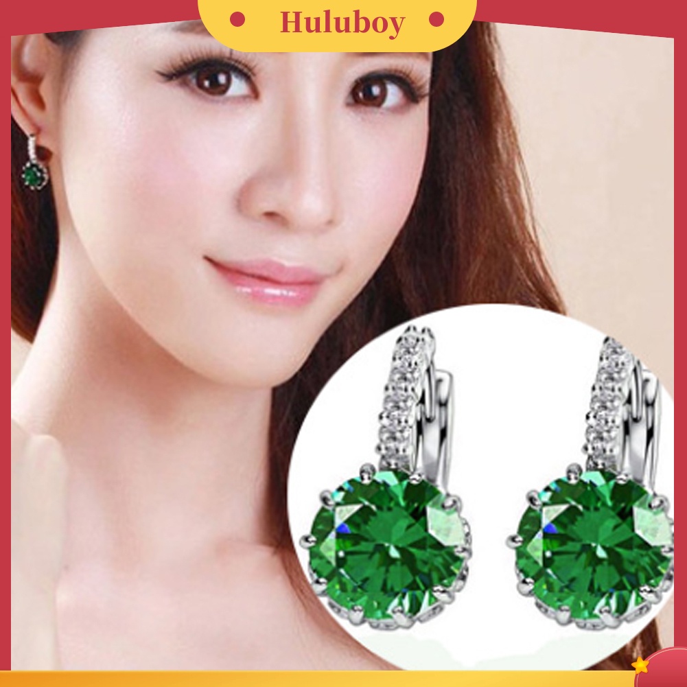 {Ready Stock} Wanita Bulat Cubic Zirconia Hias Huggie Hoop Earings Piercing Perhiasan Hadiah