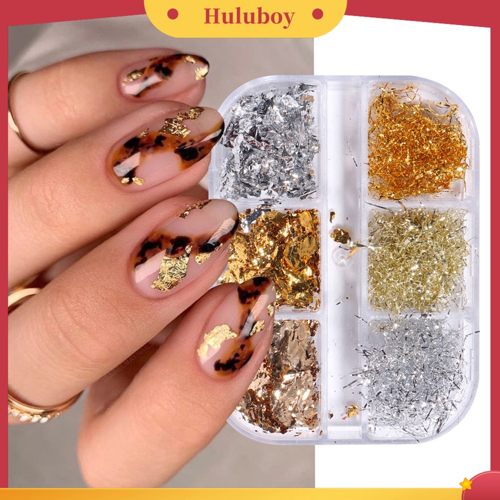 {In Stock} 1kotak Paku Sequin Bersinar DIY Desain Kertas Foil Fashion Nail Manicure Decor Untuk Profesional