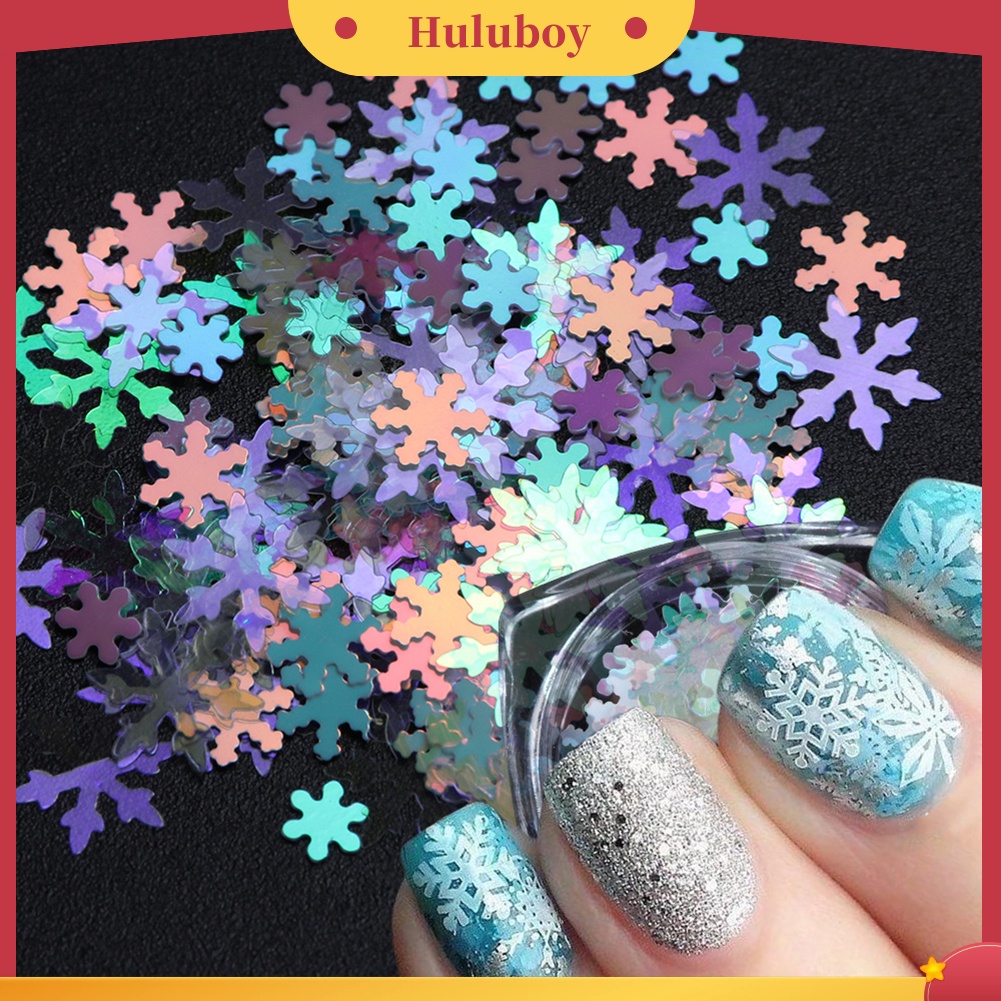 {In Stock} 1kotak Natal Dekorasi 3D Glitter Snowflake Nail Art Sequin Ultra-Tipis Flake