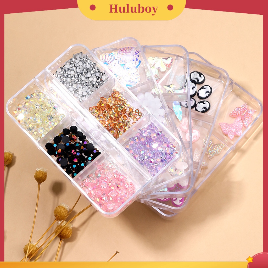 {In Stock} 1kotak Dekorasi Kuku Warna Hidup Indah Mengkilap Efek Visual Bentuk Campur Pertunjukan Pesona Unik Plastik 3D Nail Art Perhiasan DIY Desain Manicure Perlengkapan Kuku