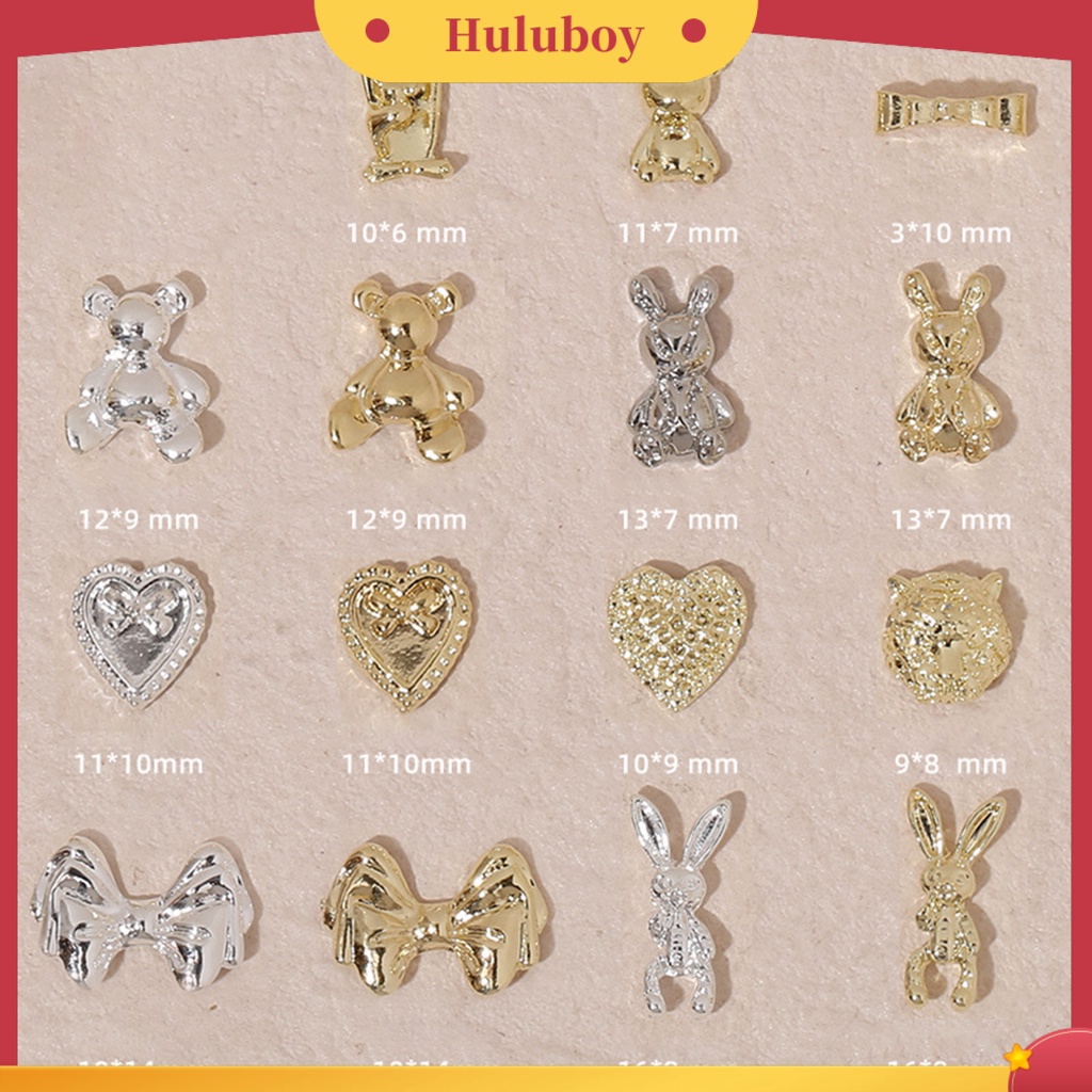 {In Stock} 10Pcs Hiasan Kuku Gloss Tidak Jatuh Tiga Dimensi DIY Mempesona Efek Visual Jantung Busur Beruang Kelinci Kuku Paduan Dekorasi Kuku Salon Pasokan