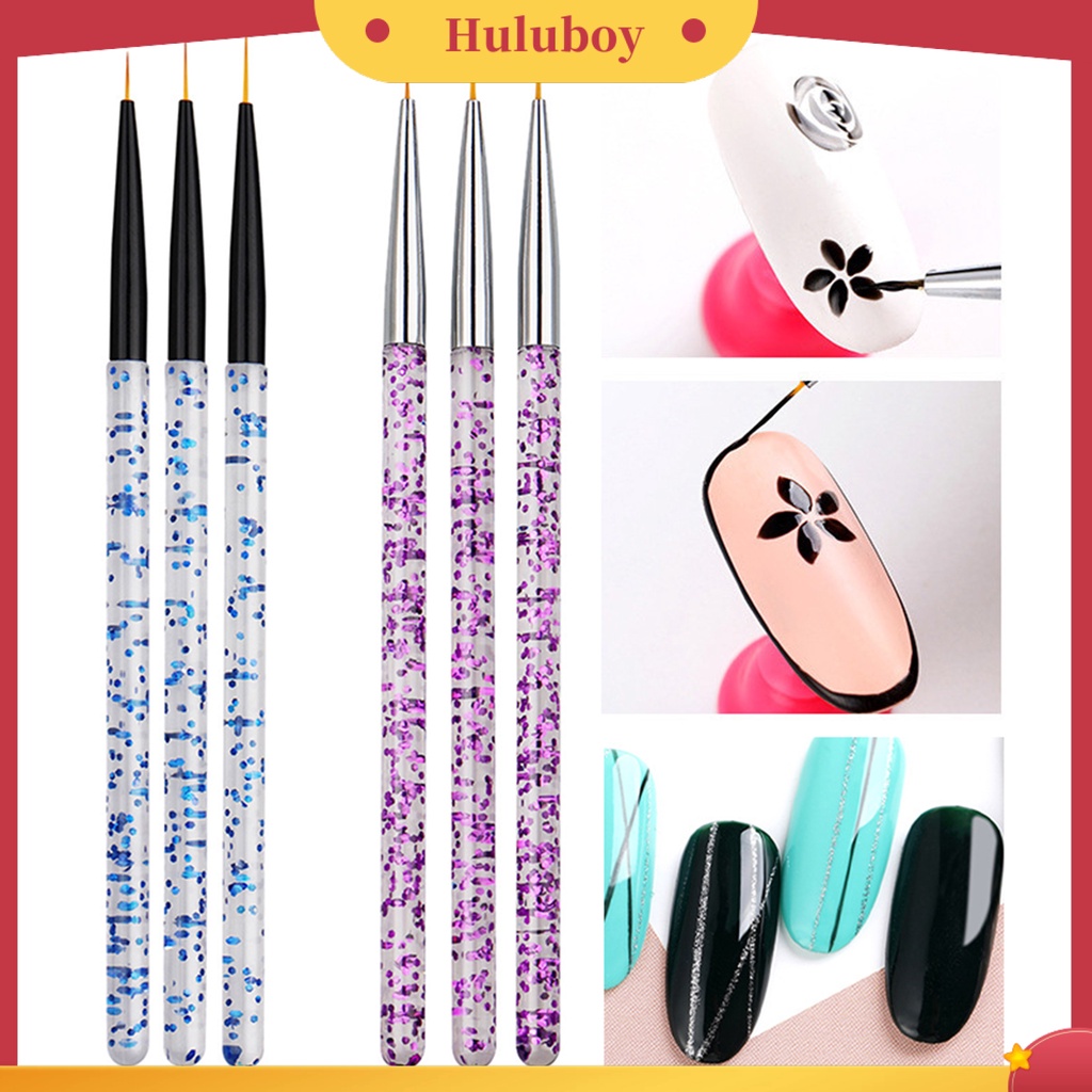 {In Stock} 3Pcs Brushes Nail Art Liner Non-deformation Tidak Korosi Perlengkapan Kuku UV Gel Lukisan Akrilik Liner Brushes Untuk Salon