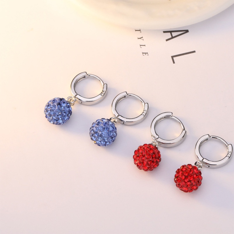 Goldkingdom Fashion Perhiasan Aksesoris Ready Stock Penuh Berlian Shambhala 10mm Putaran Berlian Imitasi Bola Anting Wanita Stud Anting Pendek