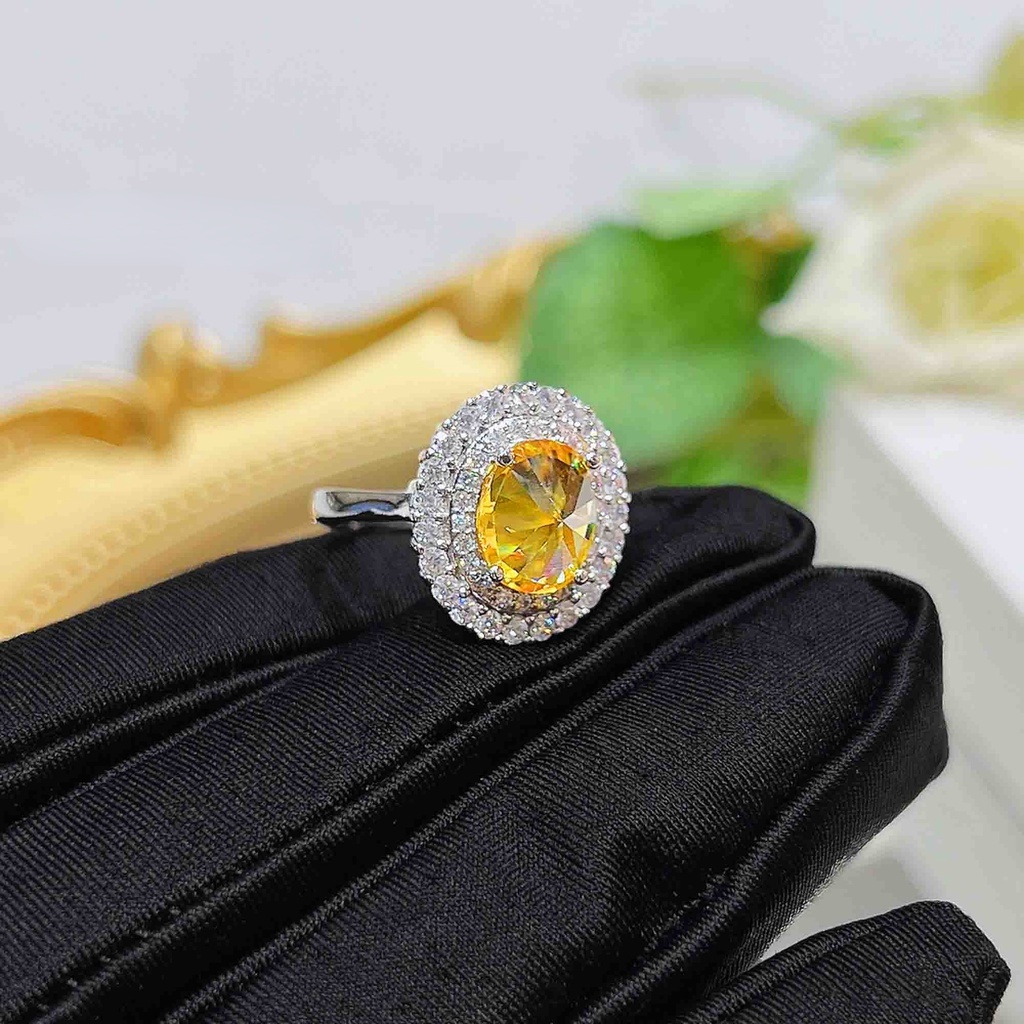 Goldkingdom Aksesoris Perhiasan Fashion Ready Stock Kreatif Mundur Set Kalung Wanita Briliant Berlian Kuning Earstuds Cincin Terbuka Menarik Gelang Harta Karun Warna-Warni Set