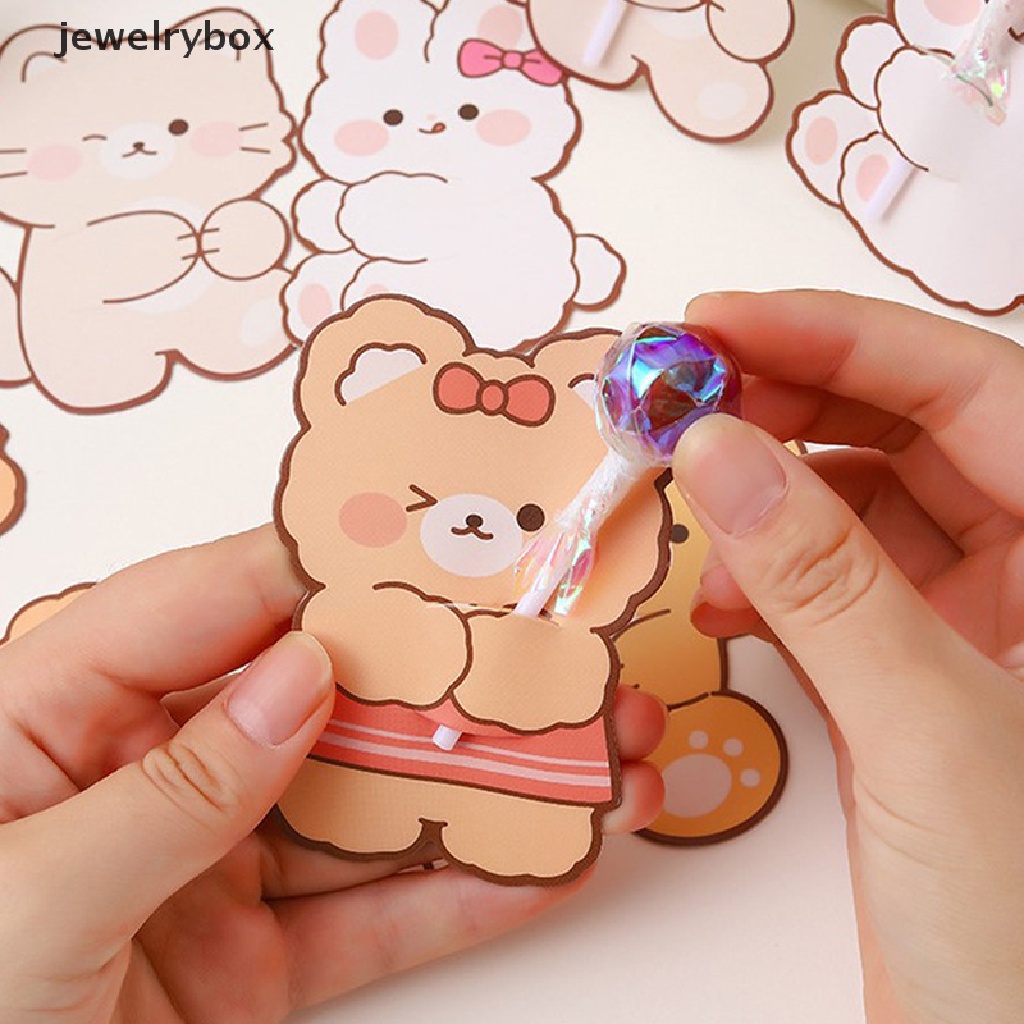 [jewelrybox] 20pcs Cute Animal Candy Lollipop DIY Kartu Hias Untuk Perlengkapan Pesta Anak Butik