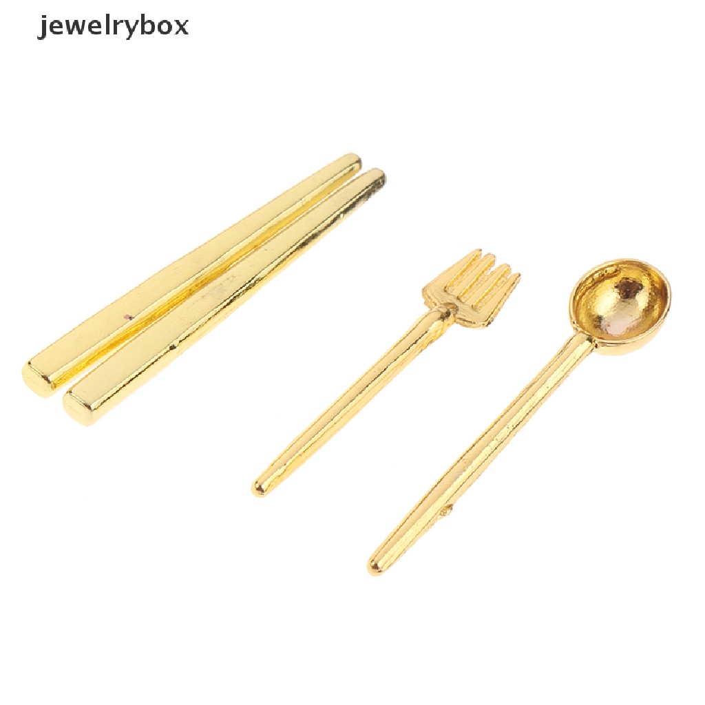 [jewelrybox] 1set 1: 12rumah Boneka Miniatur Cangkir Kopi Piring Garpu Sendok Mangkuk Peralatan Makan Model Dekorasi Dapur Mainan Butik