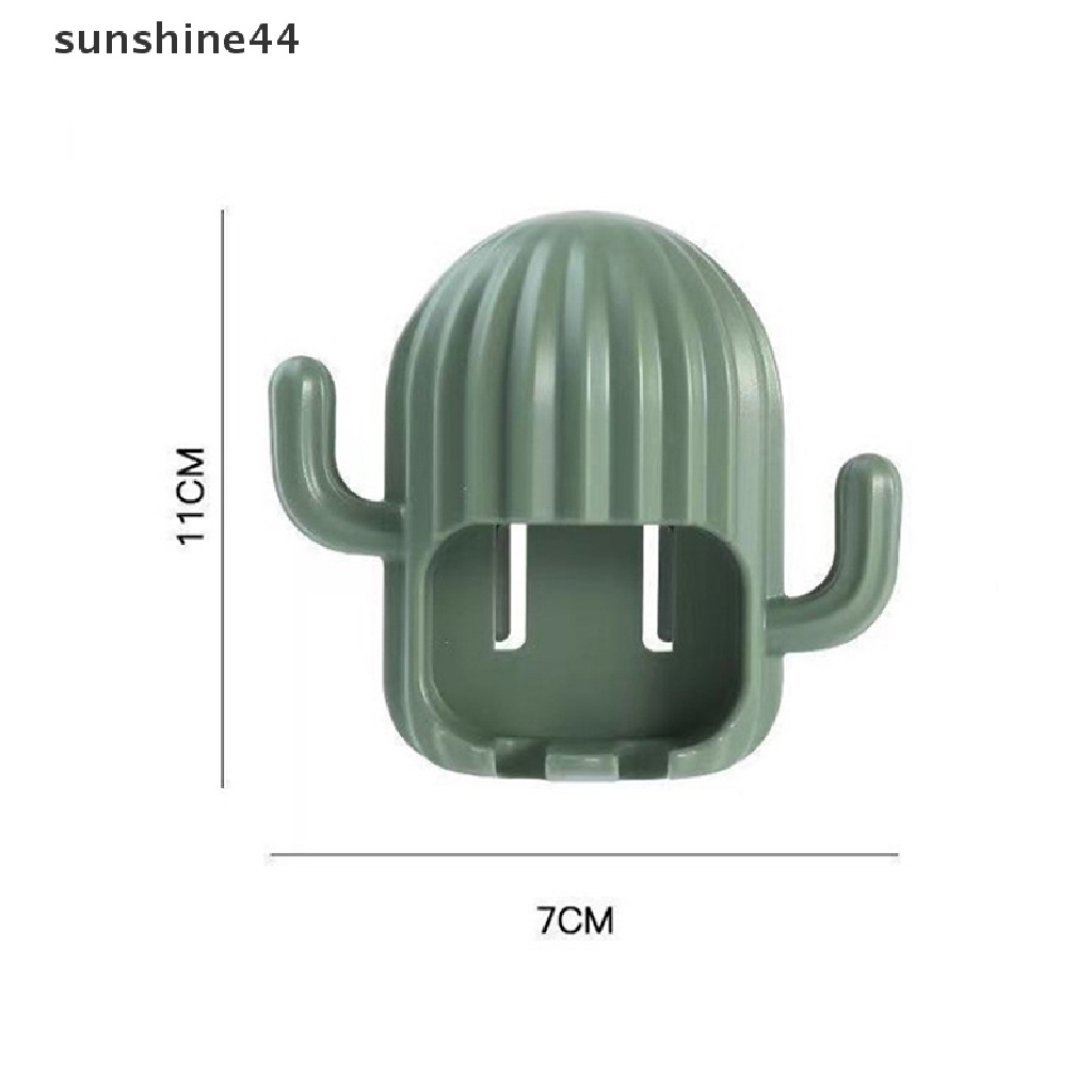 Sunshine Creative Wall Mount Toothbrush Holder Self-Adhensive Kaktus Tempat Sikat Gigi ID