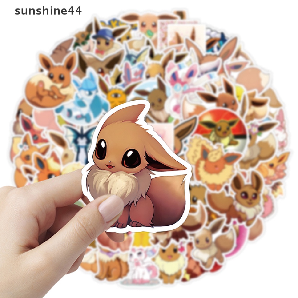 Sunshine 53/52pcs Kartun Pokemon Eevee Stiker Kawaii DIY Graffiti Lucu Anime Sticker ID