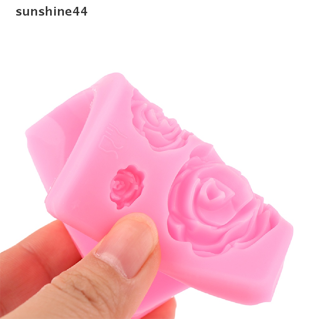 Sunshine 1Pc 7lubang 3D Bunga Mawar Cetakan Silikon Kue DIY Cetakan Coklat Sugarcraft ID