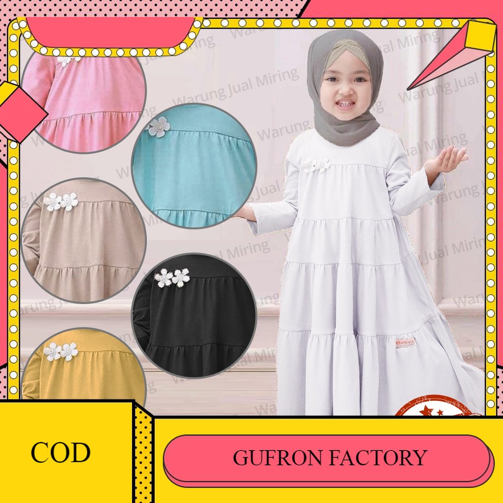Gamis Anak Princess 1-12 Tahun Model Susun Bahan Jersey Melar Balita Batita Murah Kids Kecil Perempu