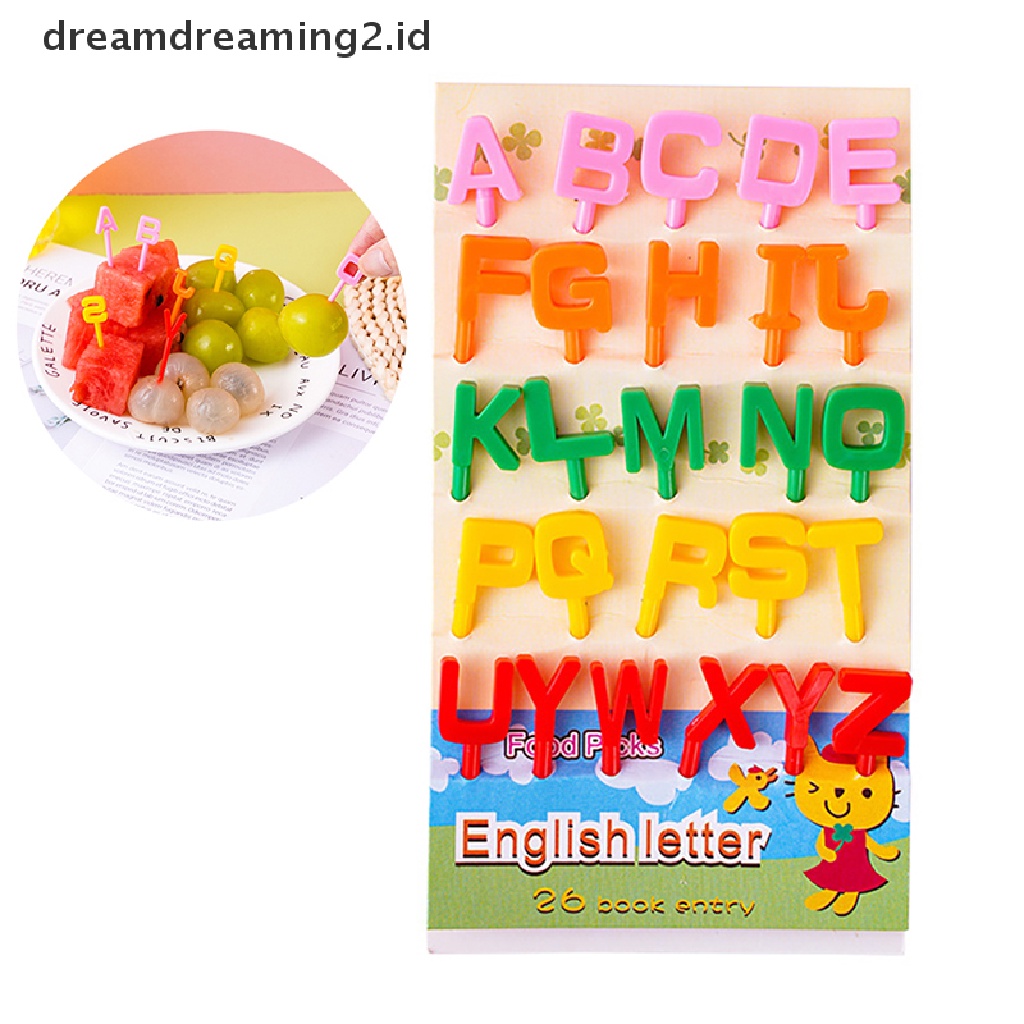 (hot) Bento Sayur Periuk Lucu Mini Anak Alphabet Fruit Forks Tusuk Gigi//