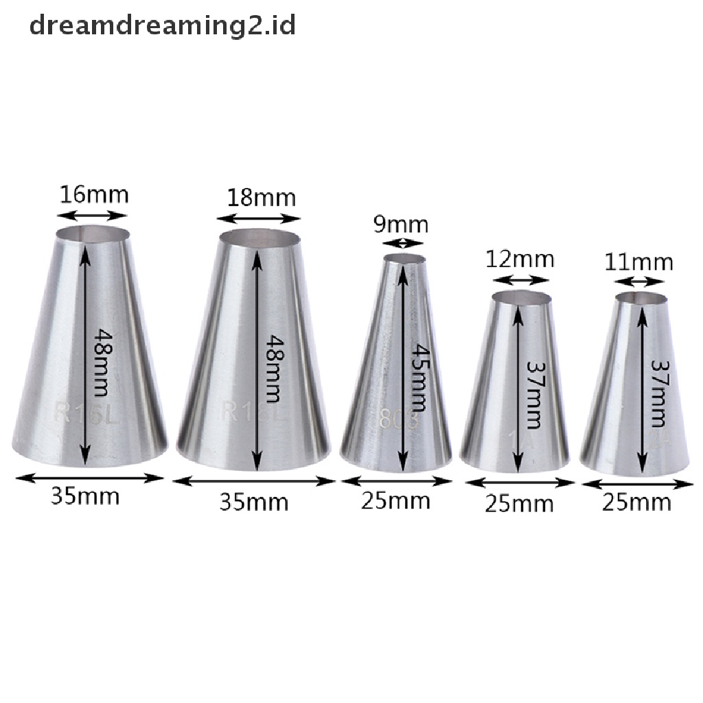 (hot) 5pcs Tips Dekorasi Krim Kue Bulat Besar Piping Icing Nozzle Pastry Tools//