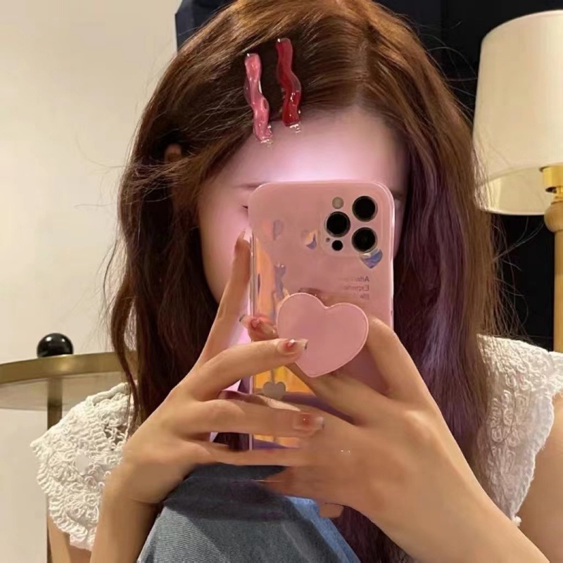 Resin Klip Rambut Bergelombang Korea Retro Klip Samping Temperamen Sederhana, Kata Transparan Poni Klip Warna Aksesoris Rambut Fashion