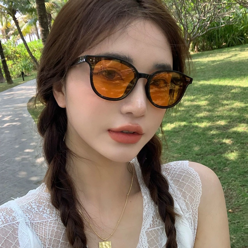 Papaozhu Trendy Lensa Coklat Hitam Square Frame Sunglasses Untuk Wanita Pria Chic Perlindungan UV Warna Kepribadian Mengemudi Kacamata Aksesoris Harian