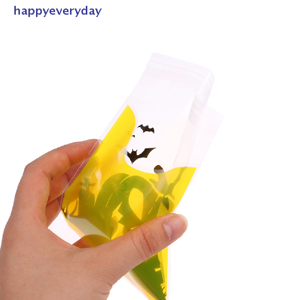 [happy] 100pcs Halloween Candy Bag Gift Cookie Bags Biskuit Snack Kemasan Plastik [ID]