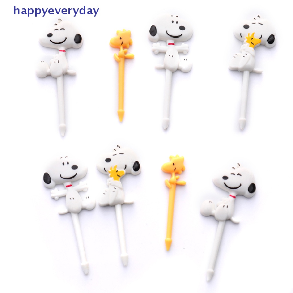 [happy] 6pcs Kartun Lucky Cat Dog Bentuk Makanan Buah Garpu Picks Set Dessert Aksesoris [ID]