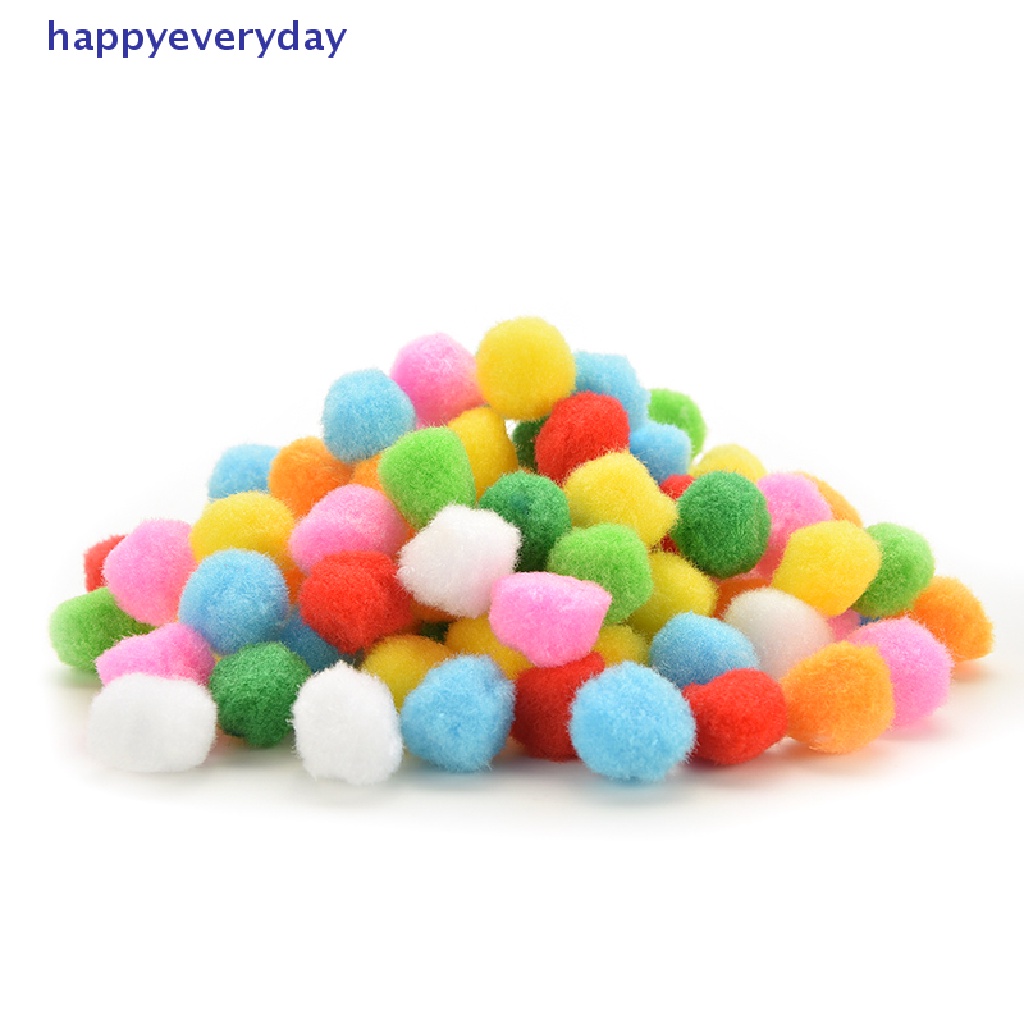 [happy] 100pcs Pom Pom Berbulu Lembut Warna Campur Untuk Kerajinan Tangan Anak 20mm 30mm 40mm [ID]