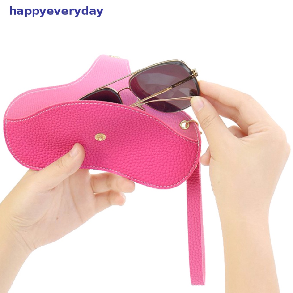 [happy] Kesederhanaan Baru Snap Glasses Case PU Leather Eye Glasses Container Cover Portable Sunglasses Kotak Penyimpanan Ultra-Tipis Glasses Case [ID]