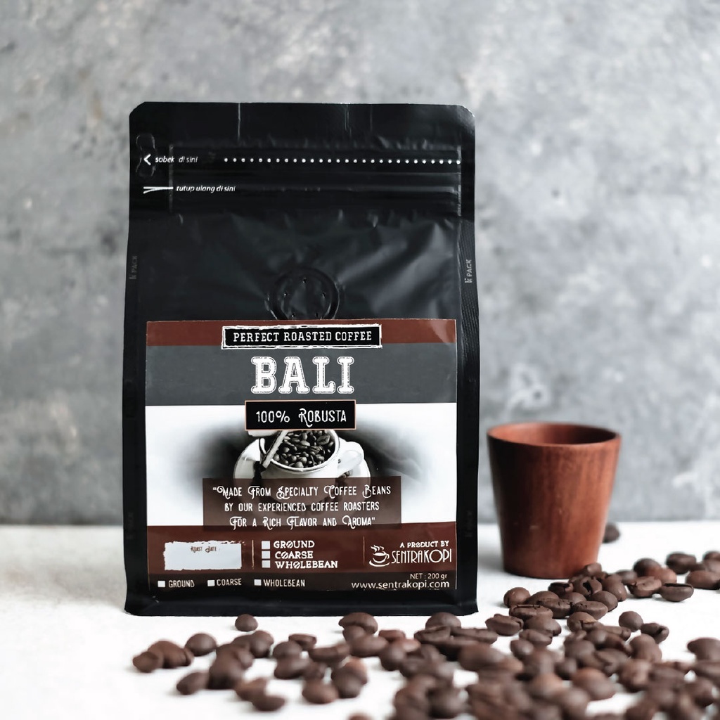 

Sentra Kopi Robusta Bali 200 Gram - Bubuk / Biji - Premium Robusta Coffee