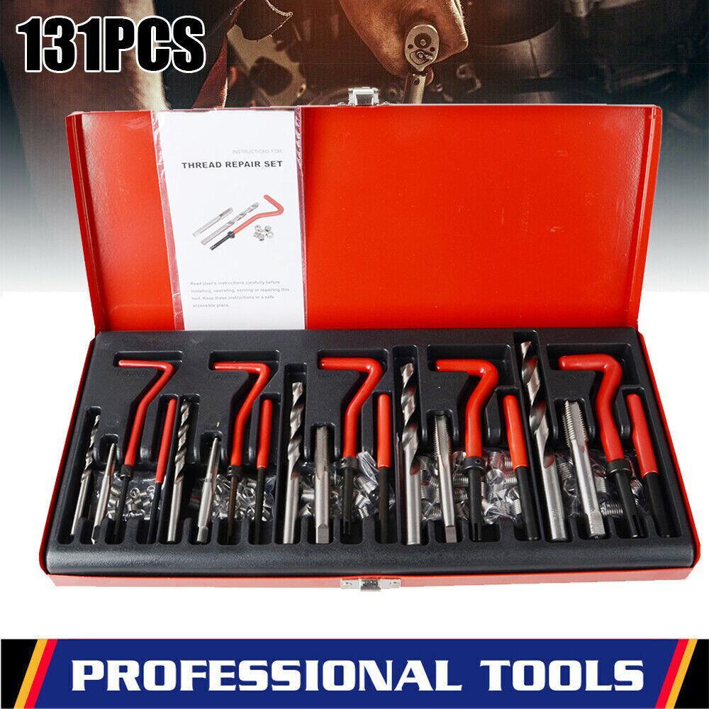 Populer 131Pcs Alat Perbaikan Benang Baru M5 M6 M8 M10 M12 HSS Drill Insert Instalasi Kit