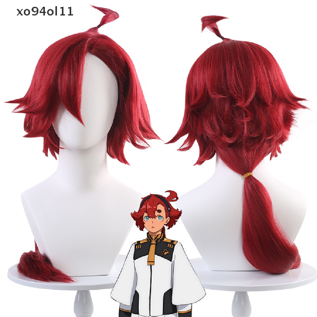 Xo Suletta Mercury Cosplay Wig: Penyihir Dari Mercury Panjang Merah Tahan Panas Wig Rambut Sintetis Wig Pesta Halloween Prop OL