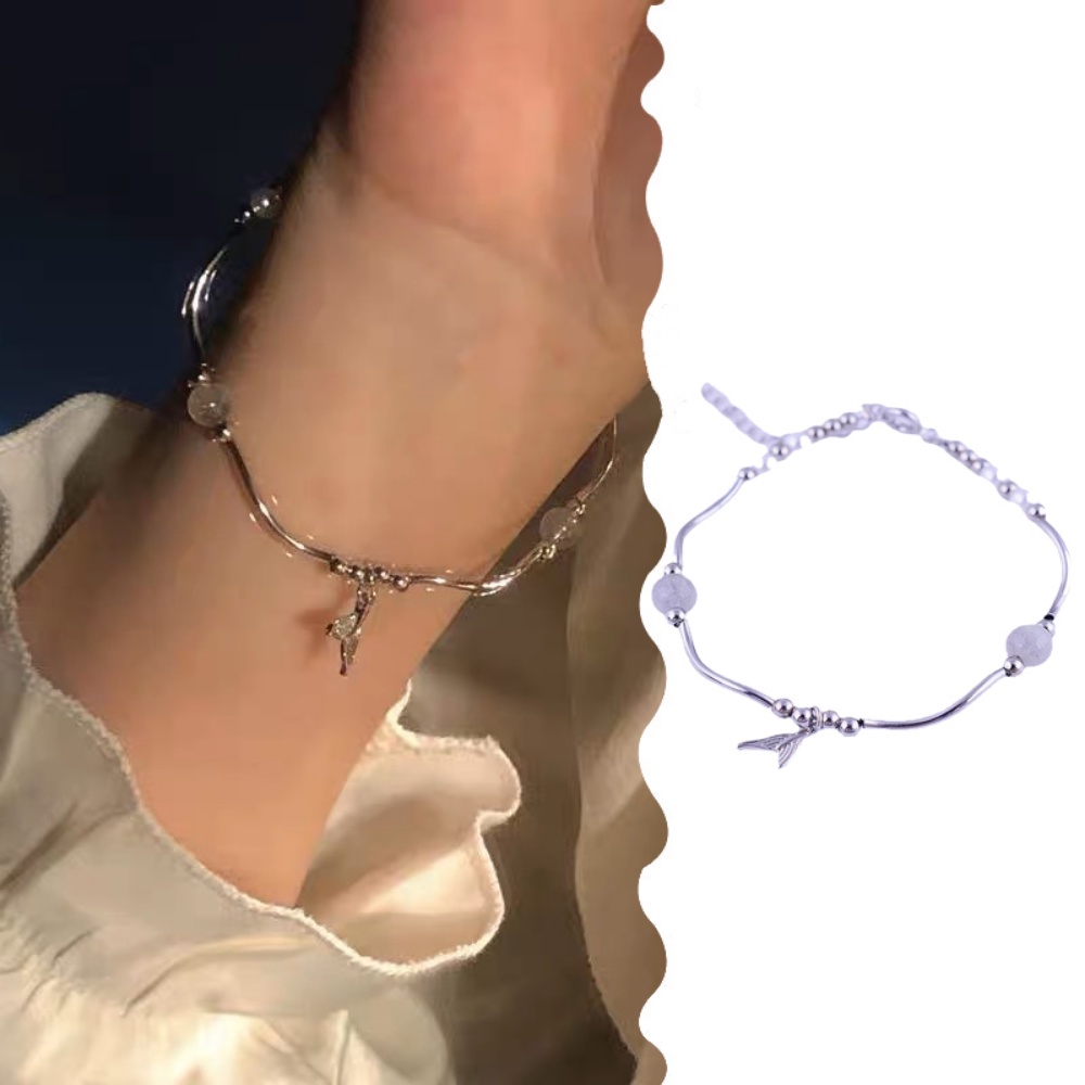 Versi Korea Dari Mutiara Fishtail Gelang Niche Desain Cahaya Mewah Wanita Musim Panas Manis Kupu-Kupu Gelang Boudoir Madu Gelang Bintang Gaya Yang Sama Permen Perhiasan