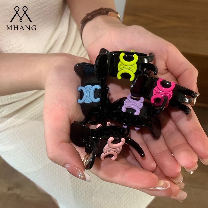 Elegan Dan Modis Emas Ganda C-Huruf Grip Klip Korea Fashion Akrilik Wanita Ponytail Clip Hitam Tinggi Ponytail Jepit Rambut