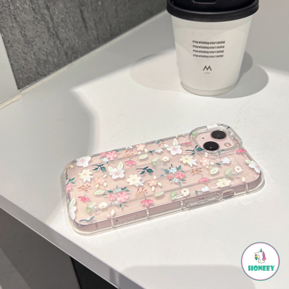 Untuk iPhone 14 Pro Max Flowers Case iPhone11 12 14 13 Pro Max Bantal Udara Shockproof Lembut Bumper Ponsel Case Cover