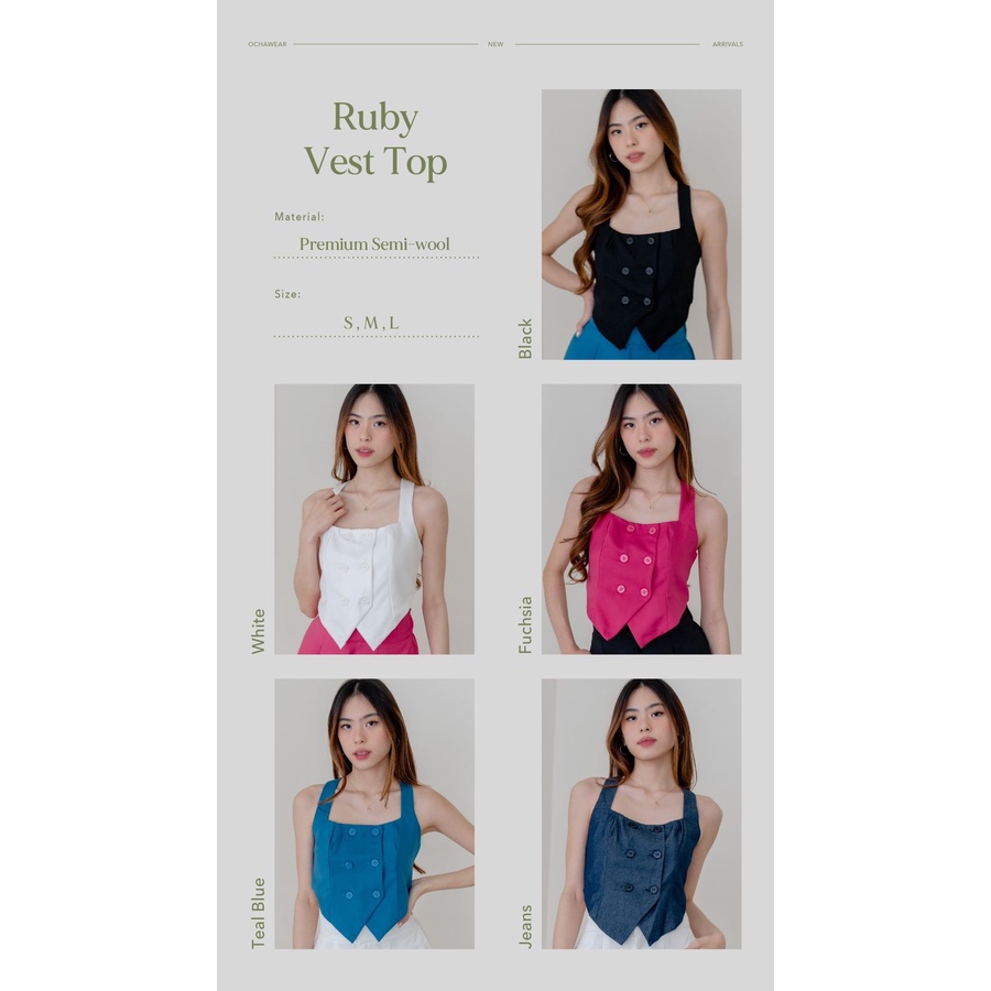 Ruby Vest -- Ocha Wear | Square Neck Tube Tank Top | Jennie Blackpink Concert Top | Pakaian Atasan Wanita