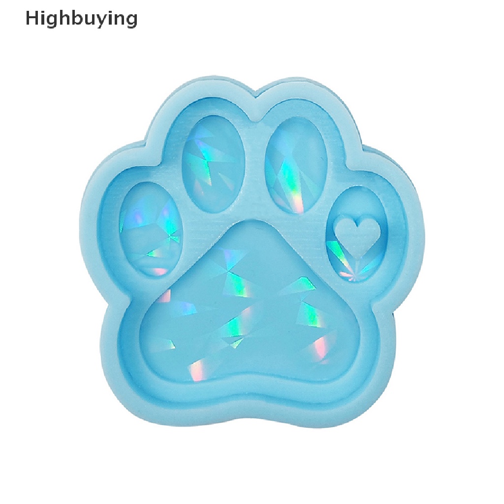 Hbid DIY Horaphic Heart Cats Paw Bone Charm Silicone Mold Light and Shadow Pet Tag Gantungan Kunci Liontin Kristal Epoxy Resin Cetakan Glory