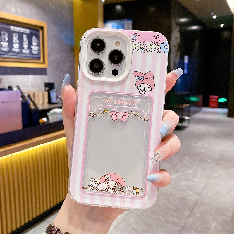 Kartu Pelindung 3in1 Desain Lengan Untuk iPhone Case14 13 12 11 Pro Max X XR XS Max7 8 Plus Kartun Kuromi Melodi Lucu