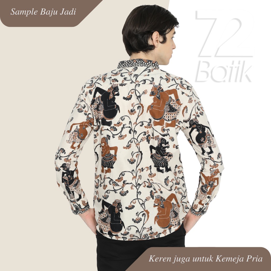 KAIN BATIK PREMIUM Bahan Katun Motif Wayang Warna Putih Tulang Cream Coklat Hitam 723452 Cap 72 Jarik Jarit Samping Kebat Panjang Batik Katun Modern Premium Bahan Seragam Batik Pernikahan Kantor Keluarga Murah Kamen Jadi Batik Bali Lembaran