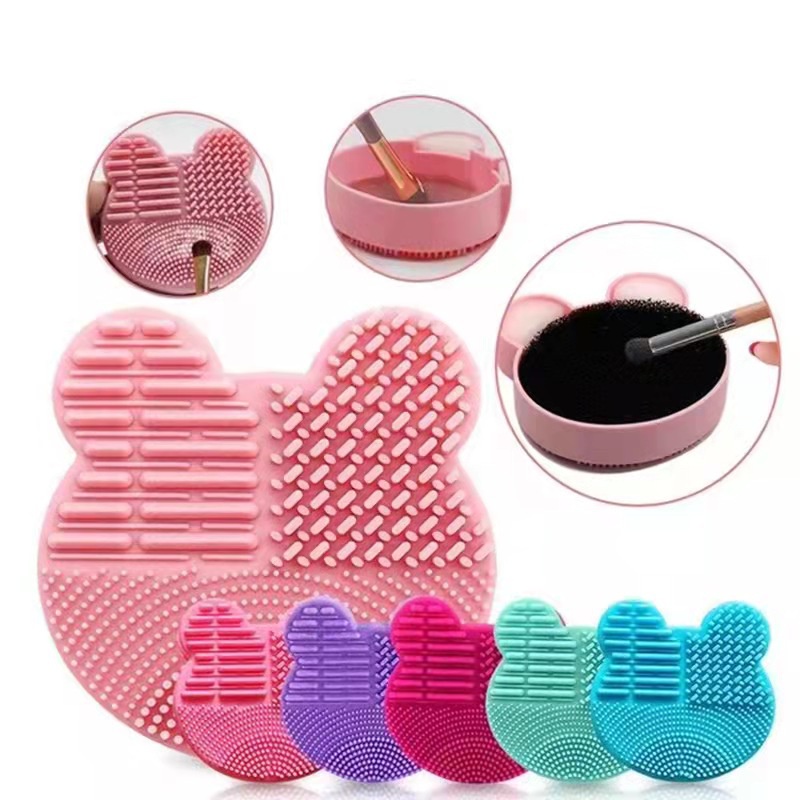 Sikat Makeup Gosok Silikon Scrubber Kotak/Spons Basah Dan Kering Dual Use Detachable Washing Brush Pad/Alas Pembersih Alat Makeup