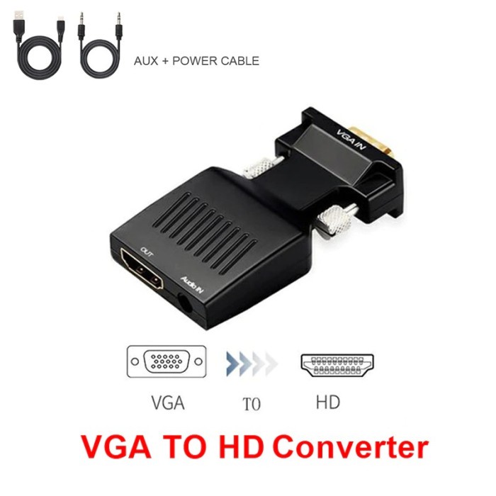 VGA TO HDMI CONVERTER AY 22 - VGA and AUDIO 3.5mm sound input to HDMI TV output