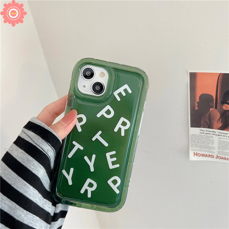 IPHONE Case Warna Solid Sederhana Kompatibel Untuk Iphone11 14 13 12 Pro MAX 7Plus 8Plus XR 6 6S Plus X XS MAX INS Fashion Huruf Inggris Airbag Shockproof Transparan Lembut Tpu Phone Cover