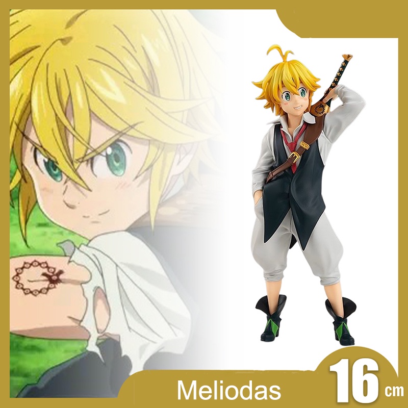 16cm The Seven Deadly Sins Meliodas Anime Figure Figurine Kawaii Lucu Pop Pvc Patung Model Boneka Hiasan Kamar Mainan Anak